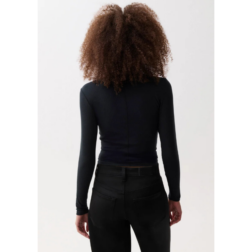 Dara LS Funnel Neck Top - Black