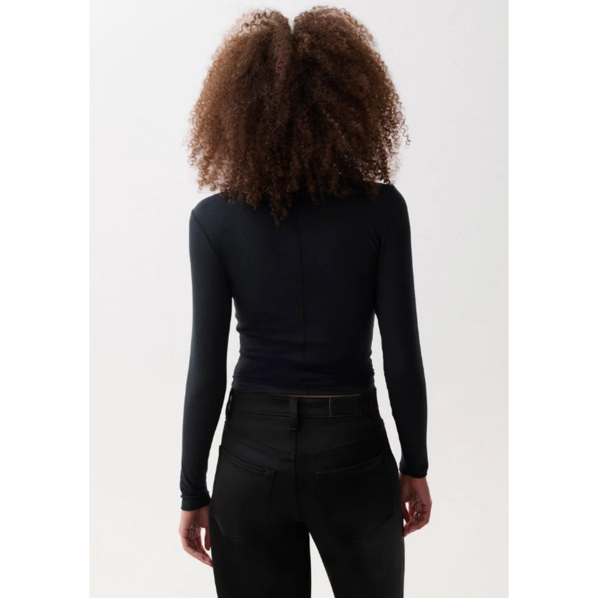 Dara LS Funnel Neck Top - Black