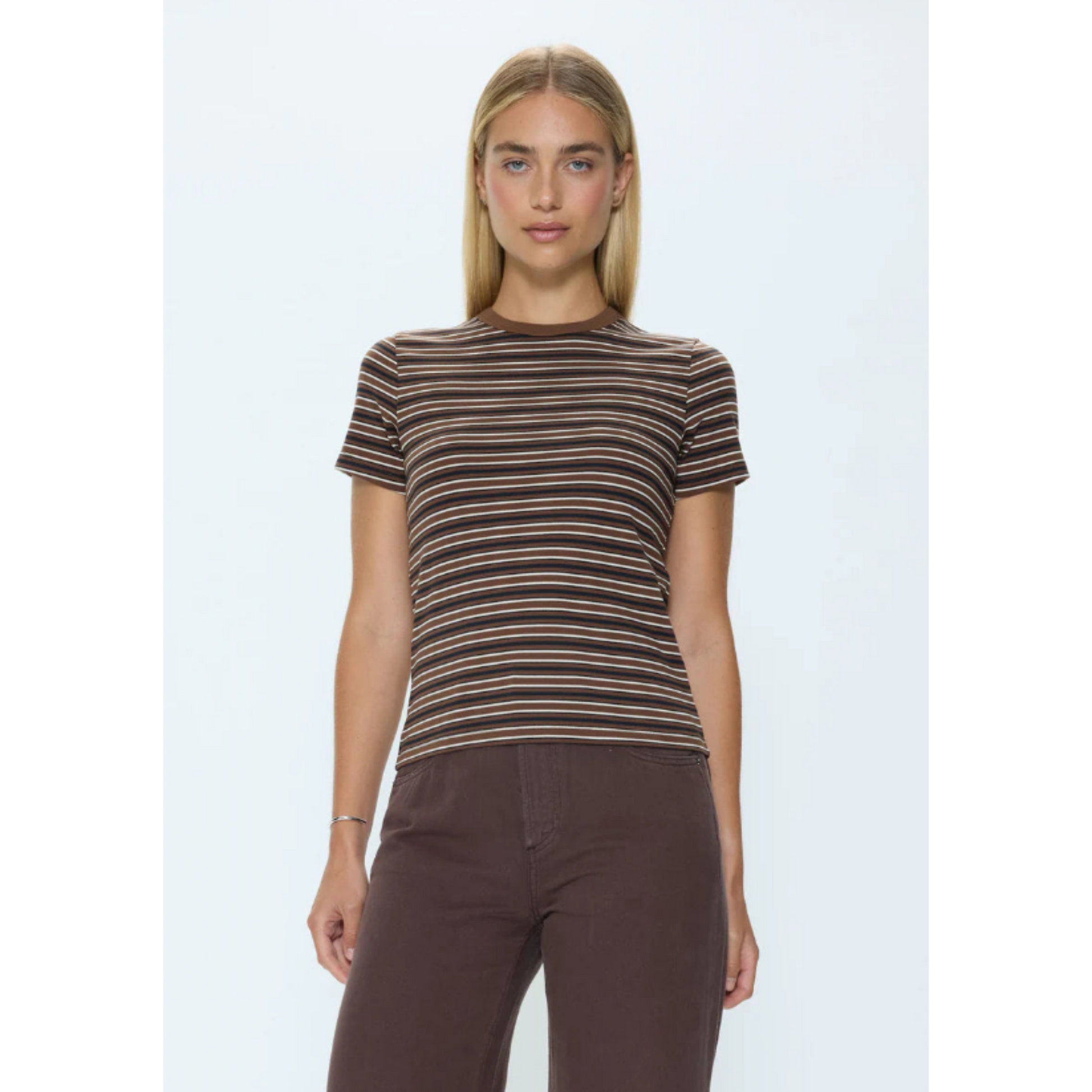 Alba Short Sleeve T - Brown Stripe