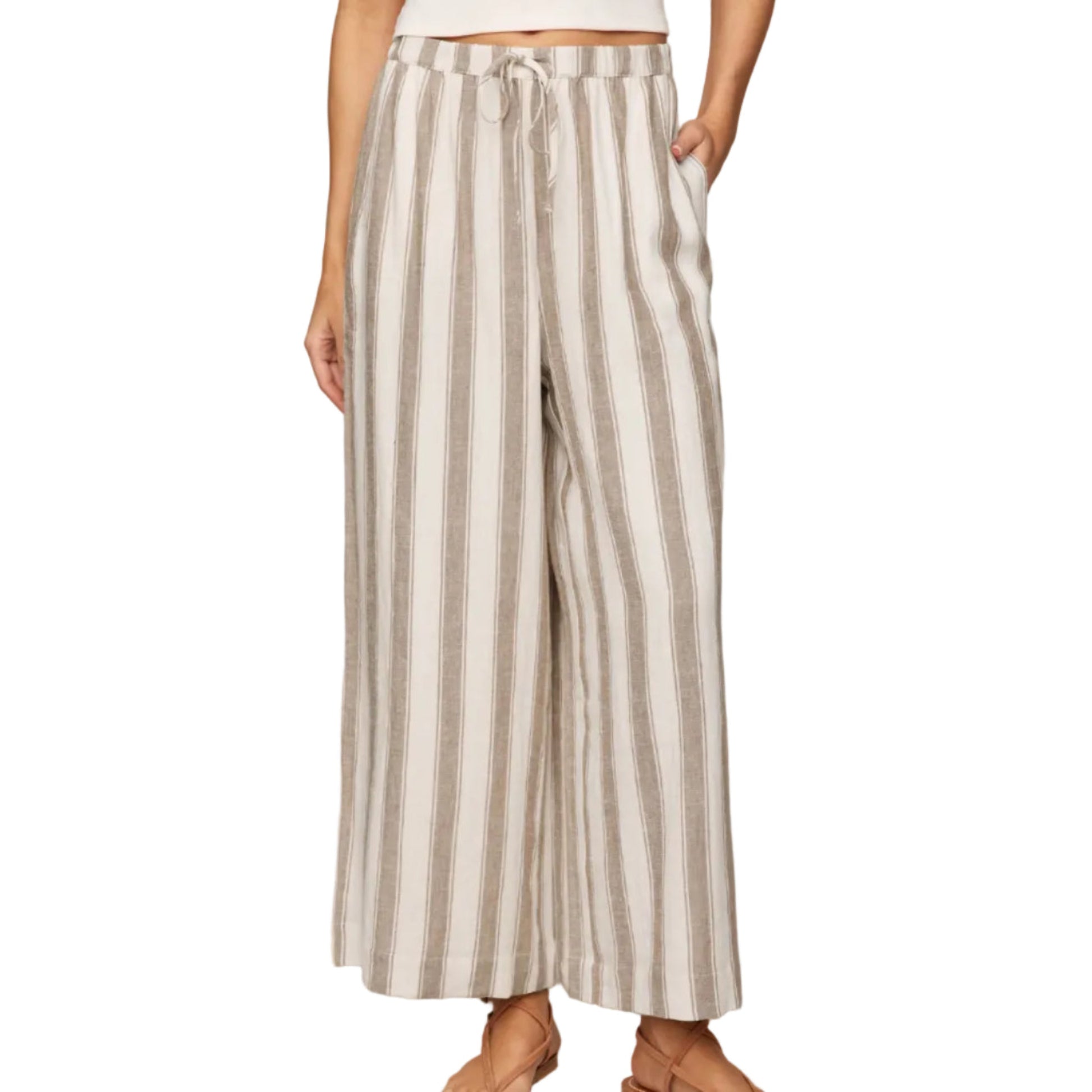 The Perfect Striped Pant - Light Toffee
