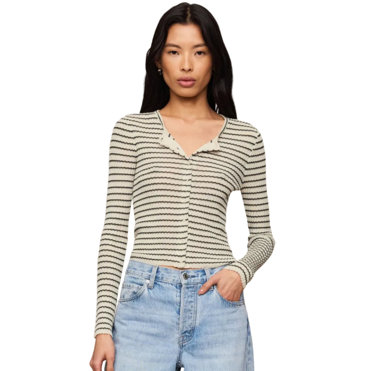 Rosanna Striped Sweater Top - Chalk