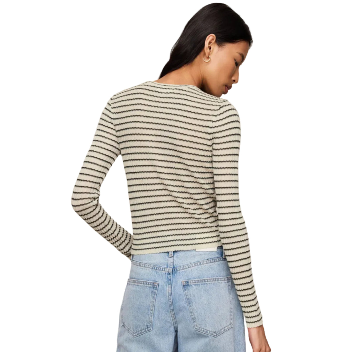 Rosanna Striped Sweater Top - Chalk