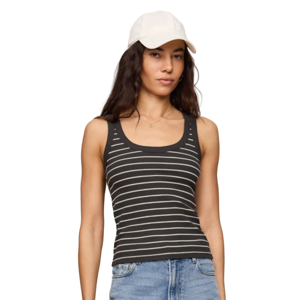 Rowe Striped Scoop Neck Tank - Ash Black