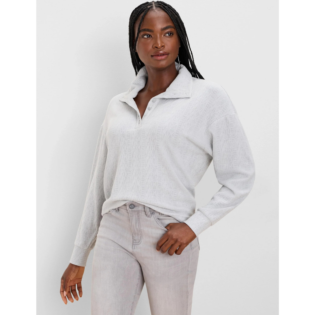 Cozy Cable Pullover - Silver