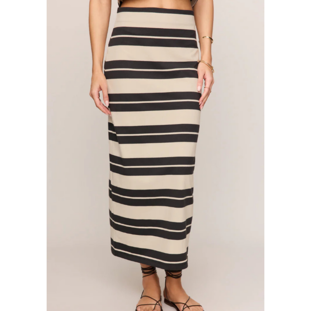 Gail Striped Jersey Midi Skirt - Ash Black