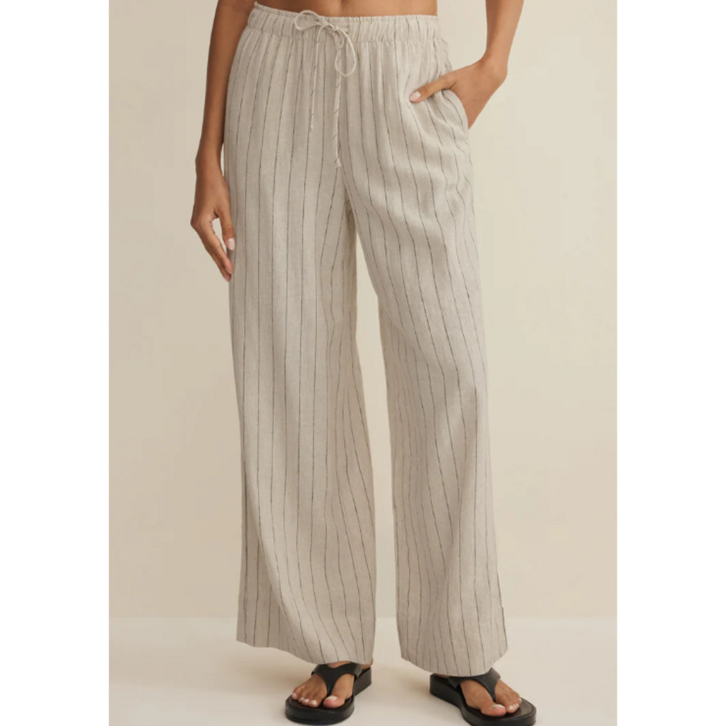 Henri Striped Wide Leg Pant Linen