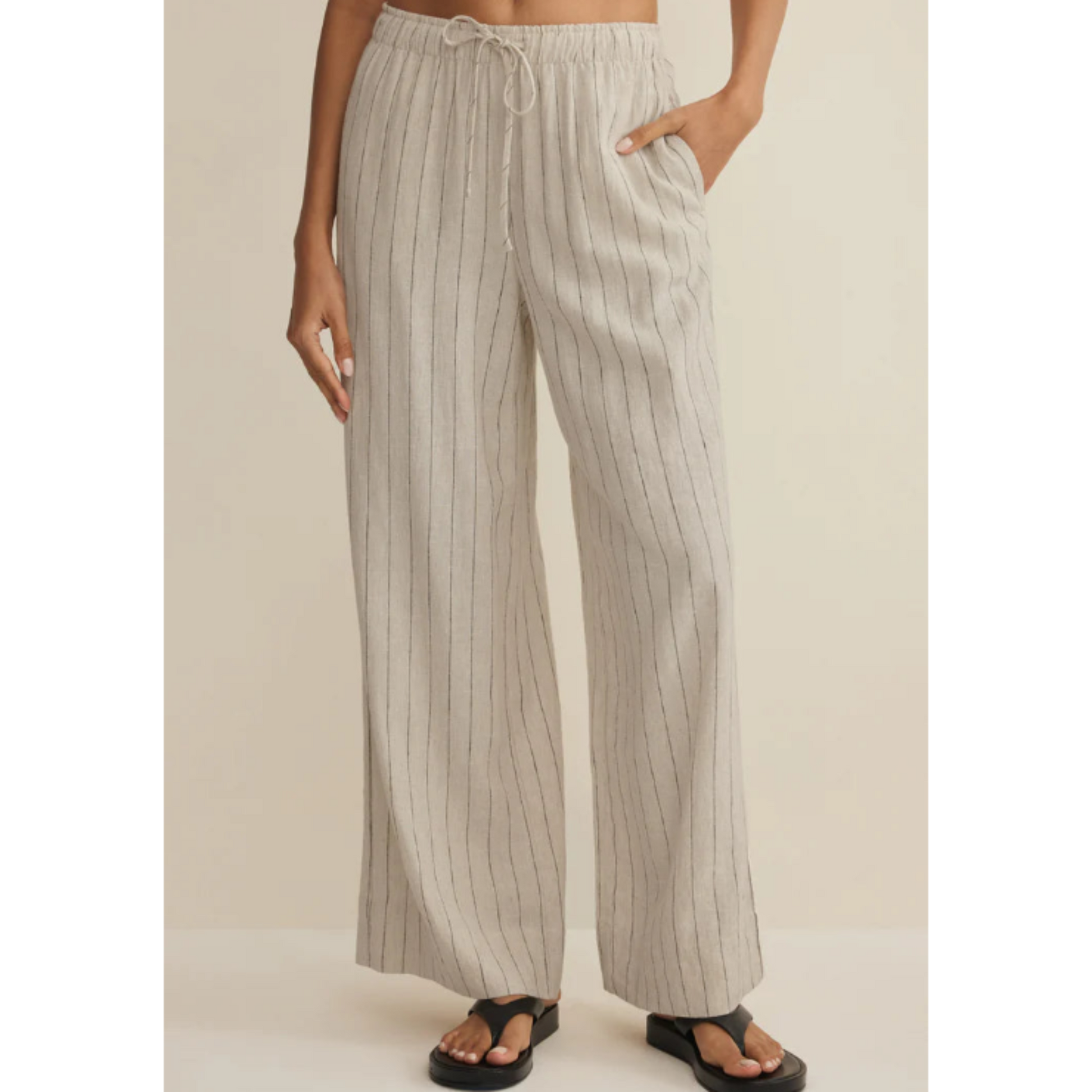 Henri Striped Wide Leg Pant Linen