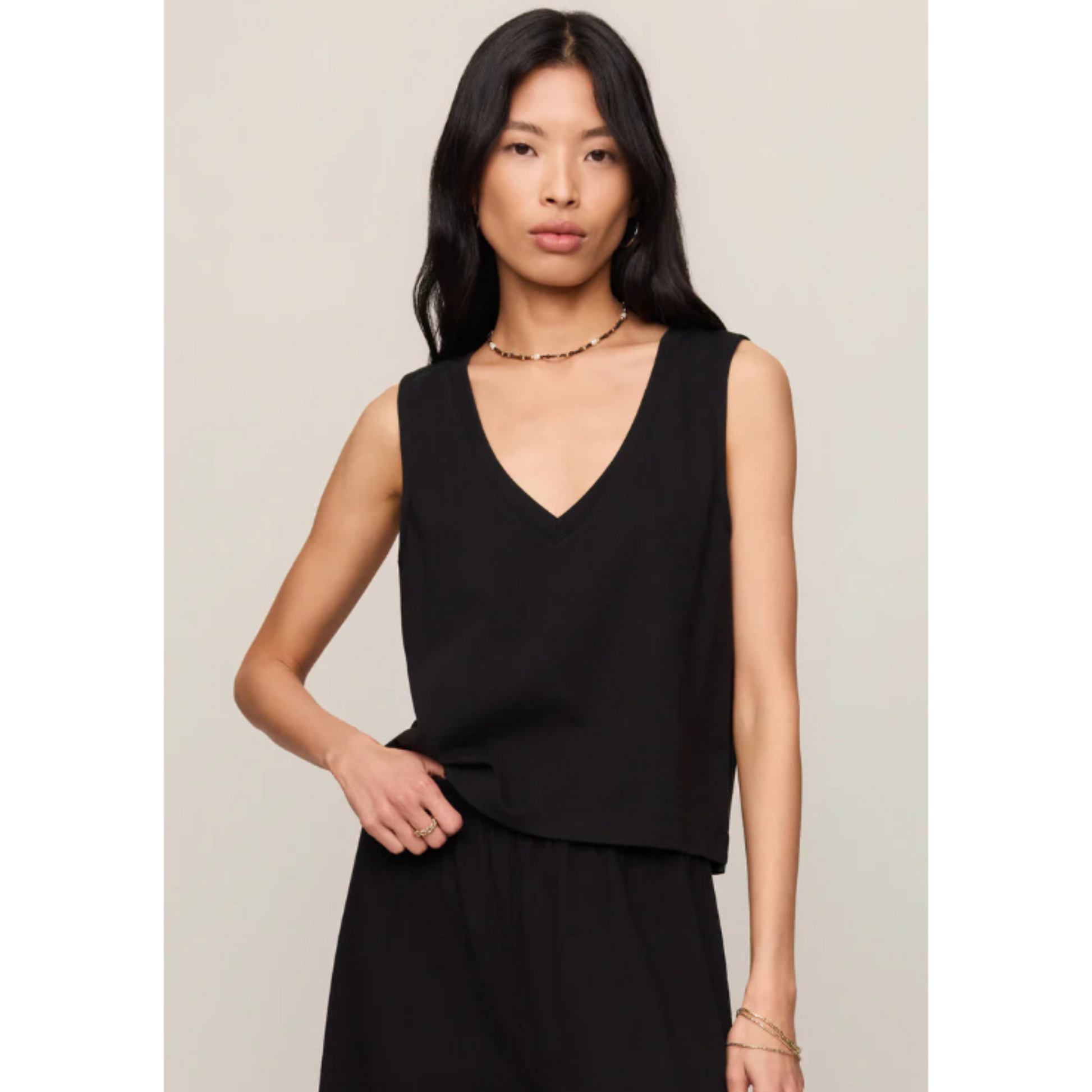 Sloane V-Neck Top - True Black