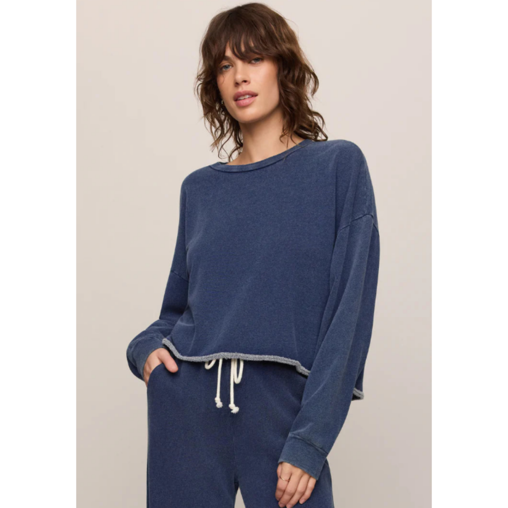 Circuit Knit Denim Sweatshirt - Indigo