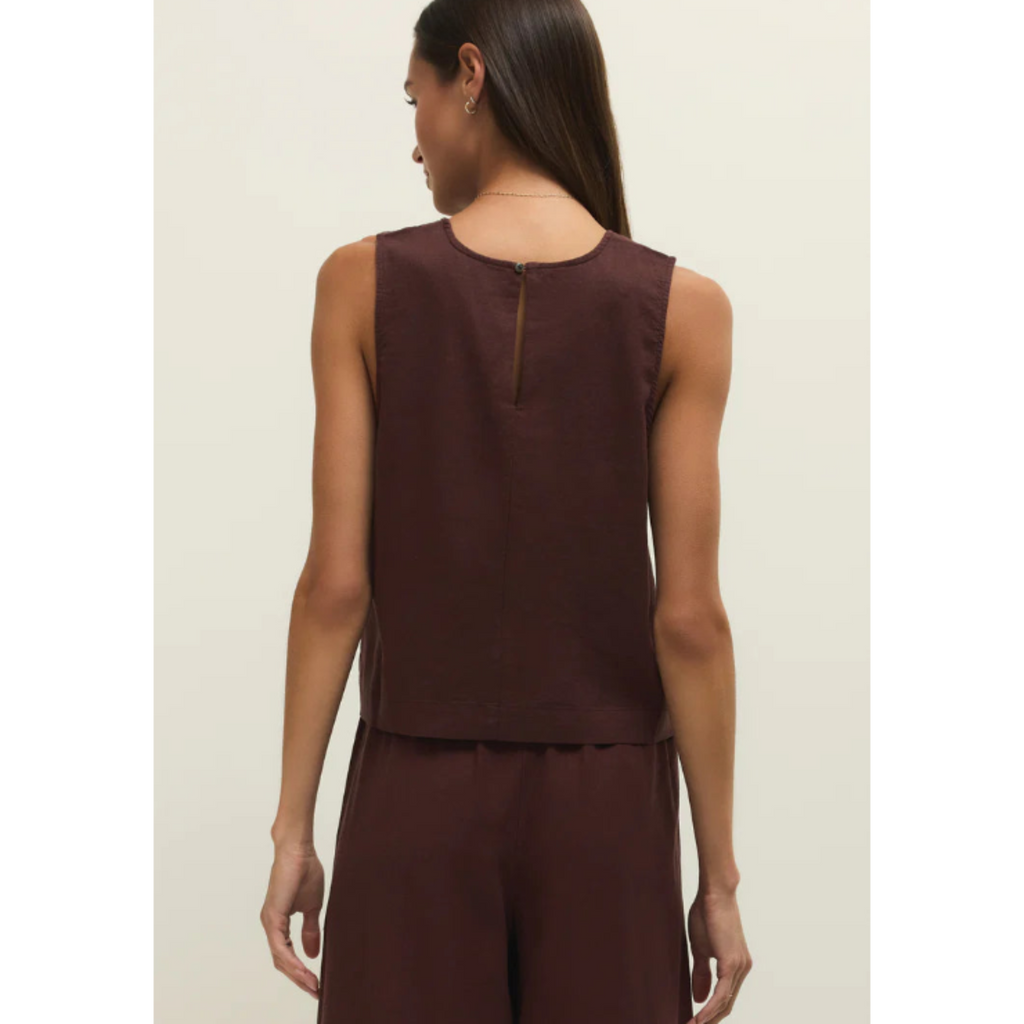 Sloane Linen Top - Chocolate Cherry