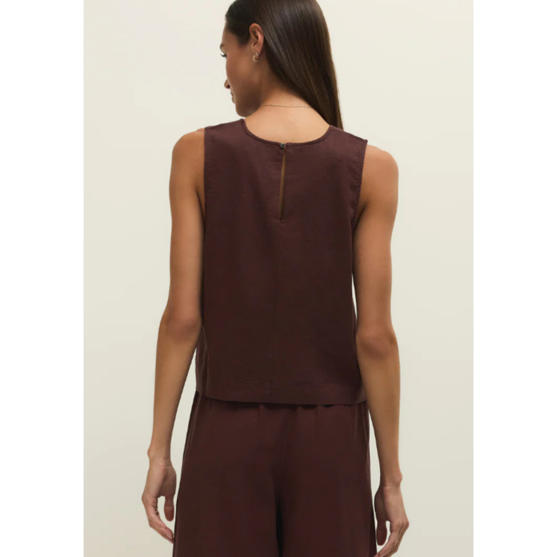 Sloane Linen Top - Chocolate Cherry