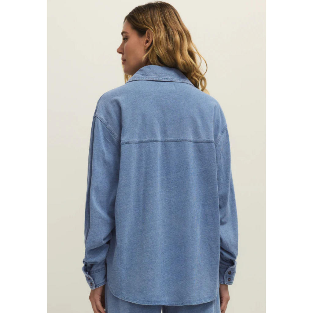 Reese Jersey Denim Button Up Santorini