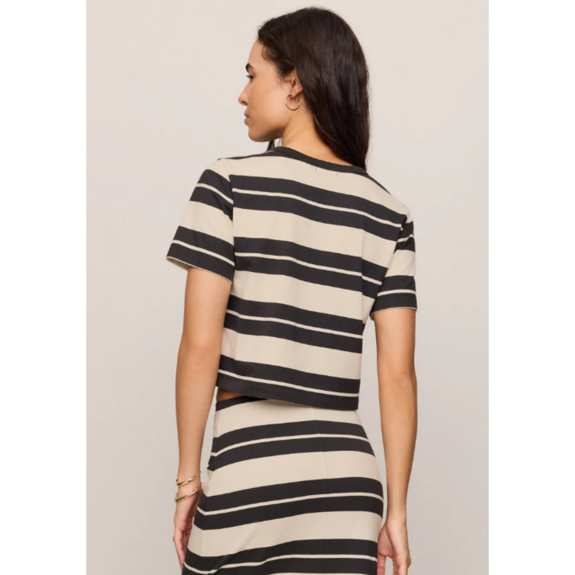 Stellan Striped Tee - Ash Black