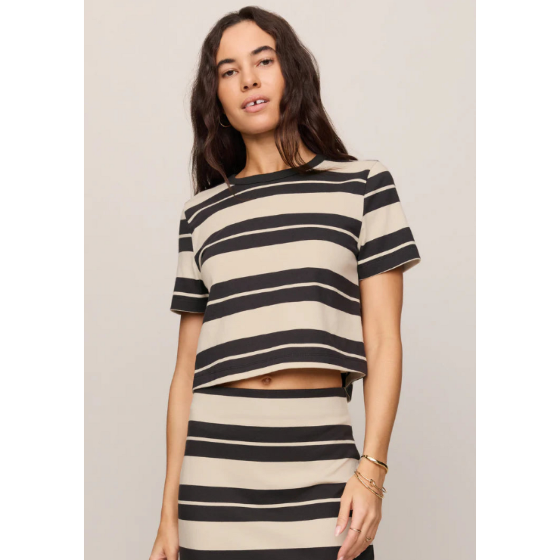 Stellan Striped Tee - Ash Black