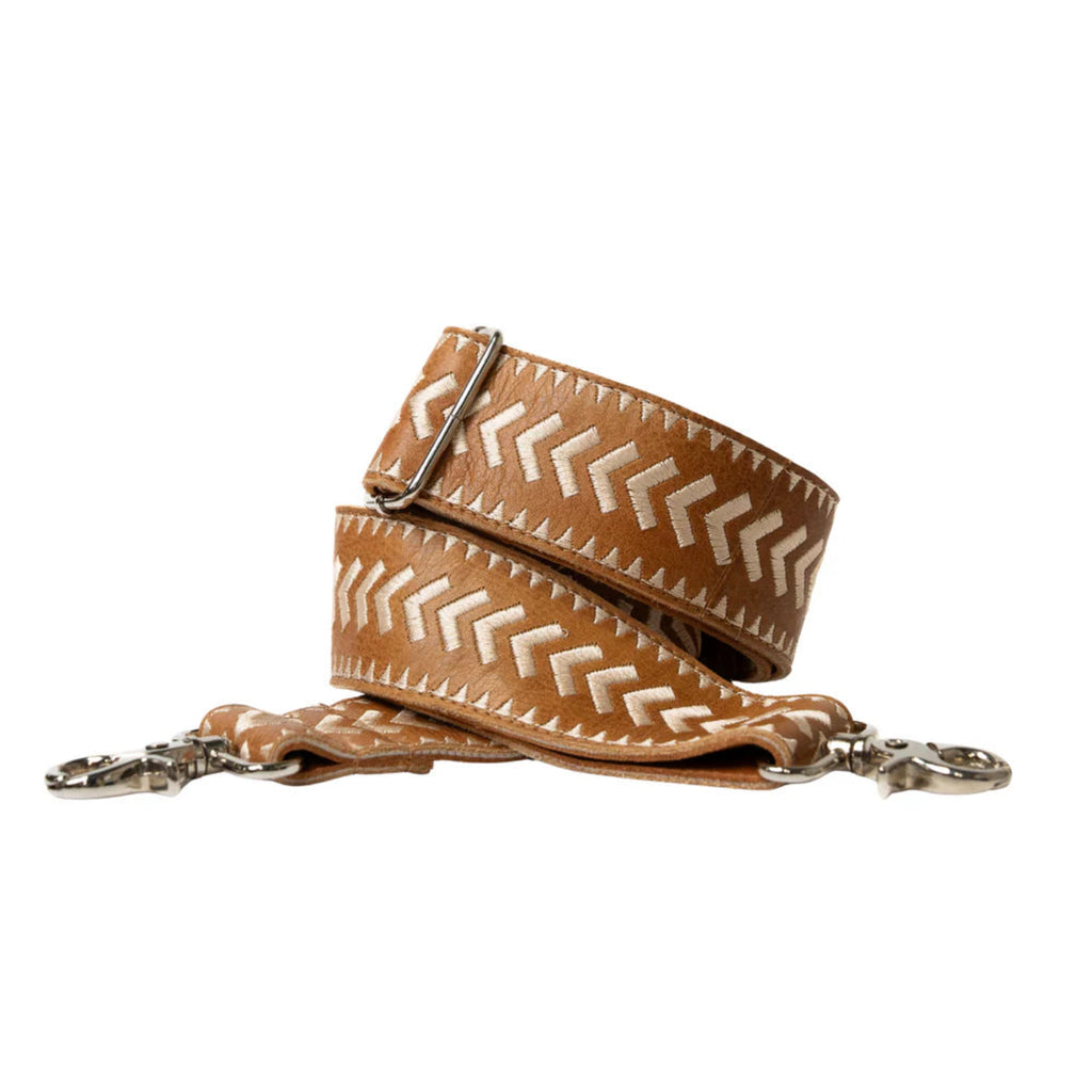 Archer Wide Woven Shoulder Strap - Cognac