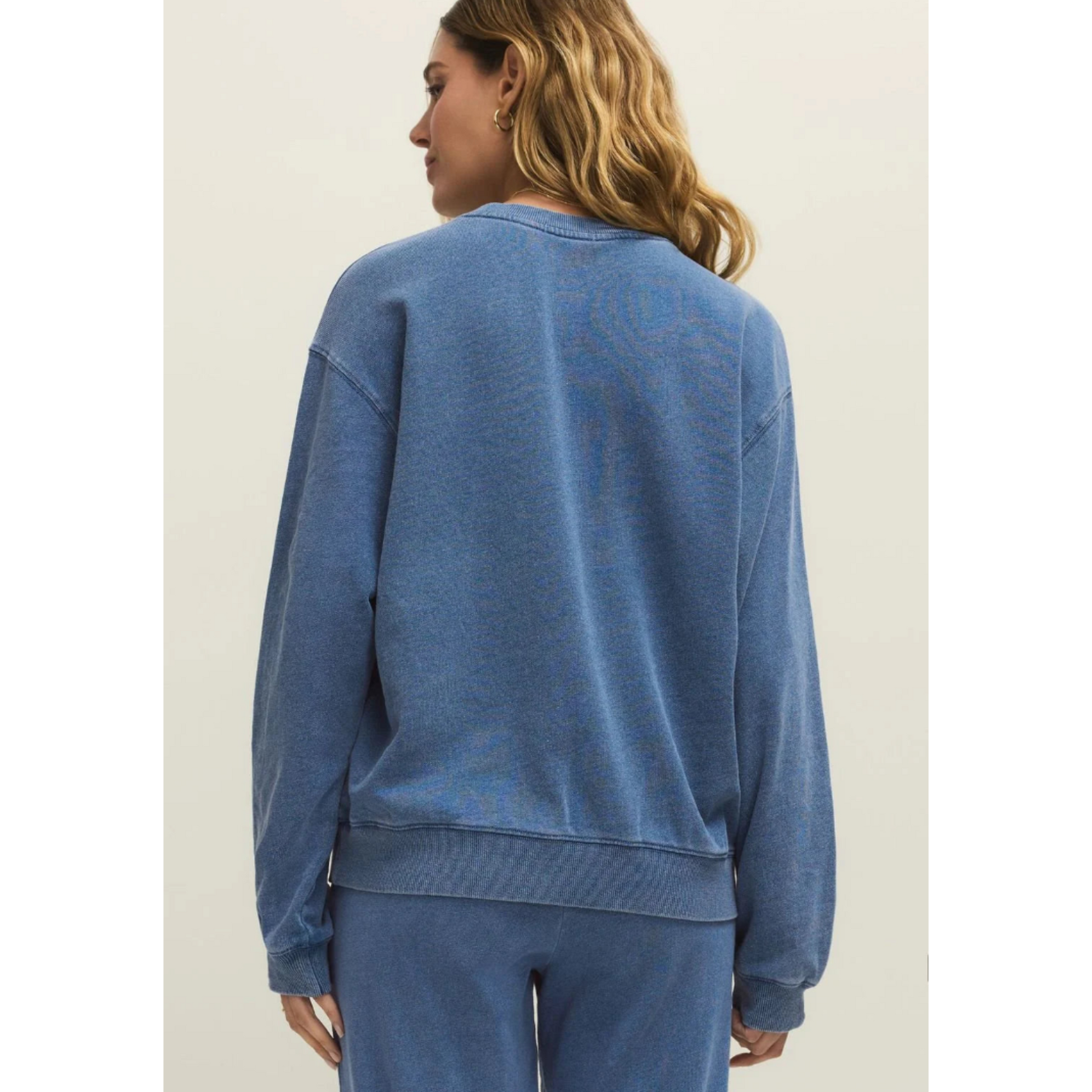 Boyfriend Denim Sweatshirt - Calypso Blue Indigo
