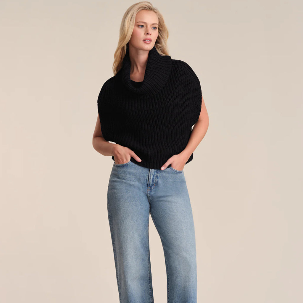 Cate Sleeveless T Neck Sweater Black