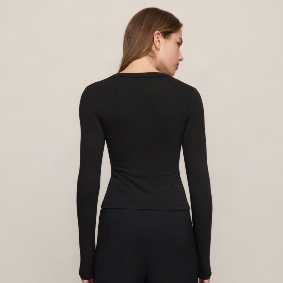 In Flow Henley Top - Black