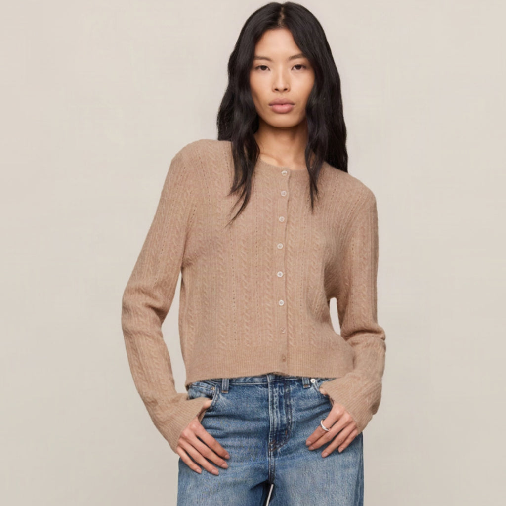 Medina Pointelle Cardigan - Macaroon