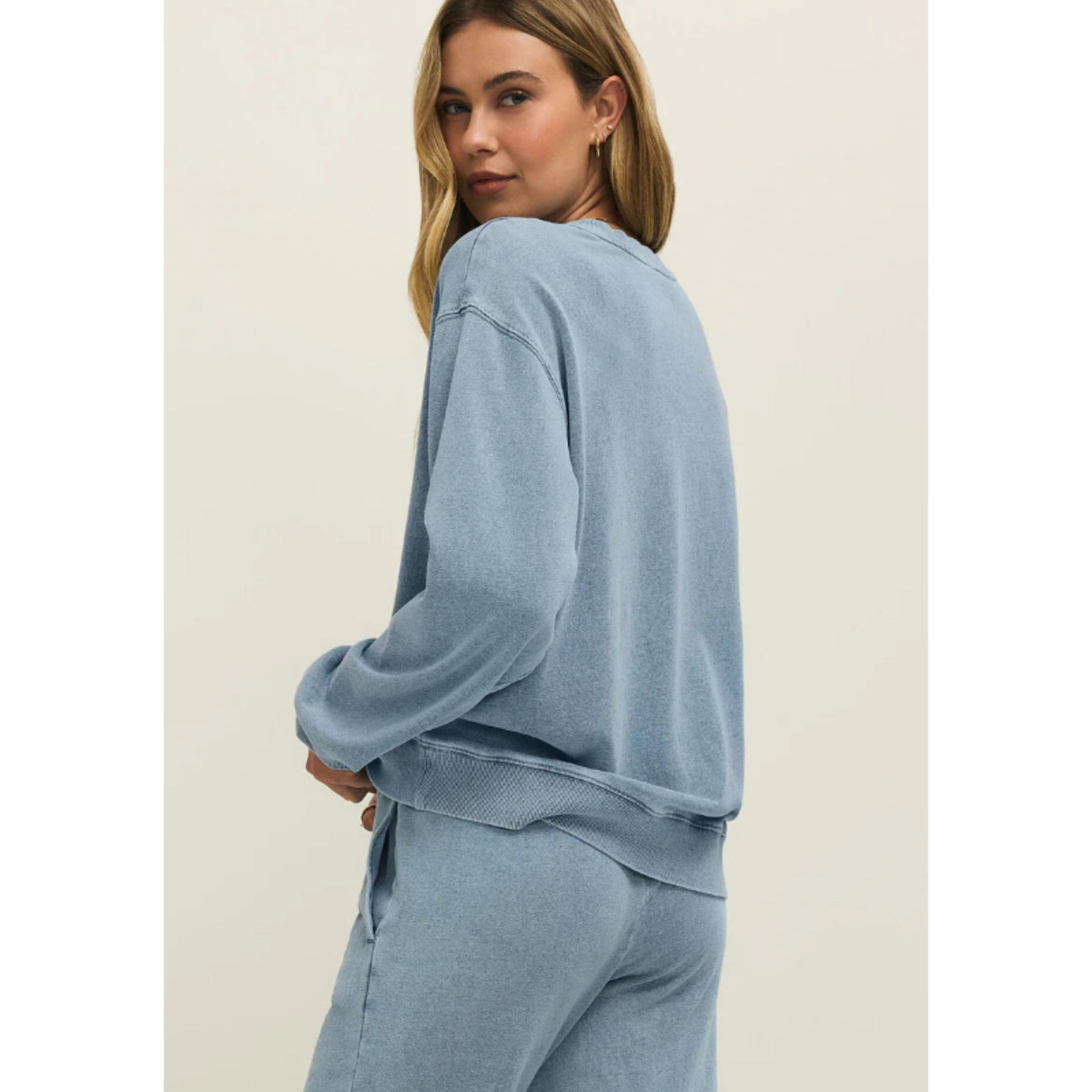 Boyfriend Denim Sweatshirt - Ocean Air Indigo