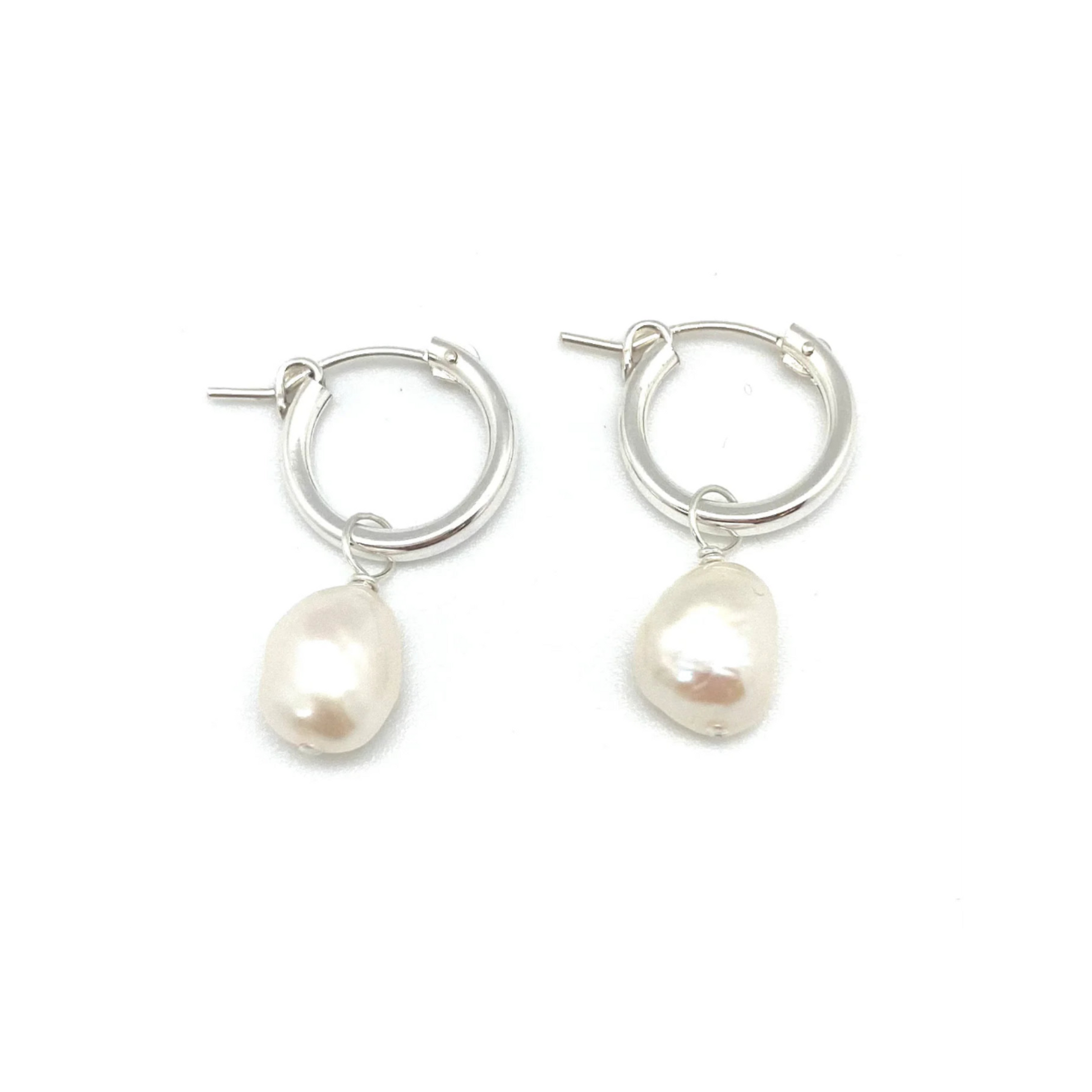 Silver Mini Nina Hoop w/ Pearl