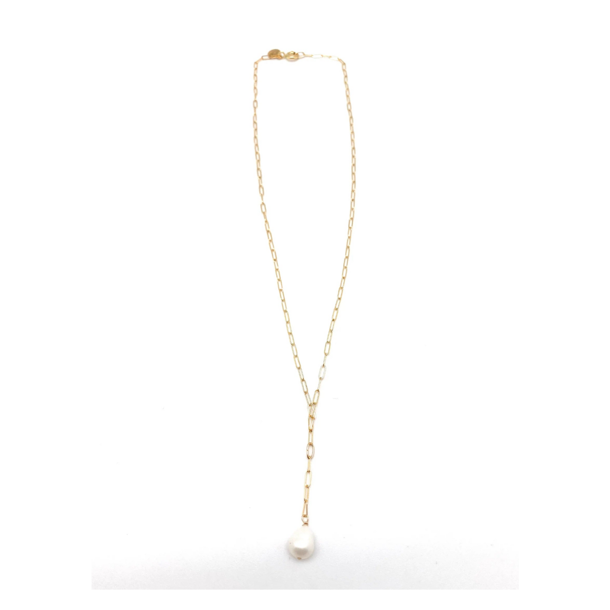 Marie Y Necklace - Gold/White