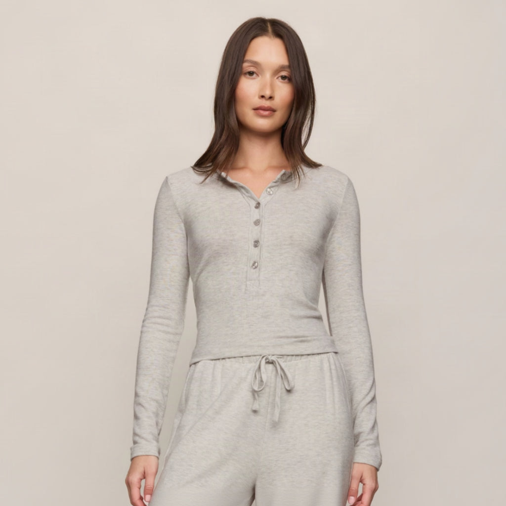 In Flow Henley Top - Feather Grey
