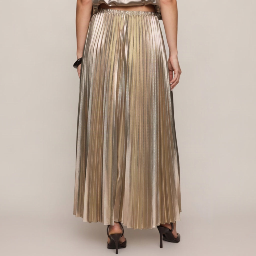 Starlit Soiree Pleated Skirt - Gold
