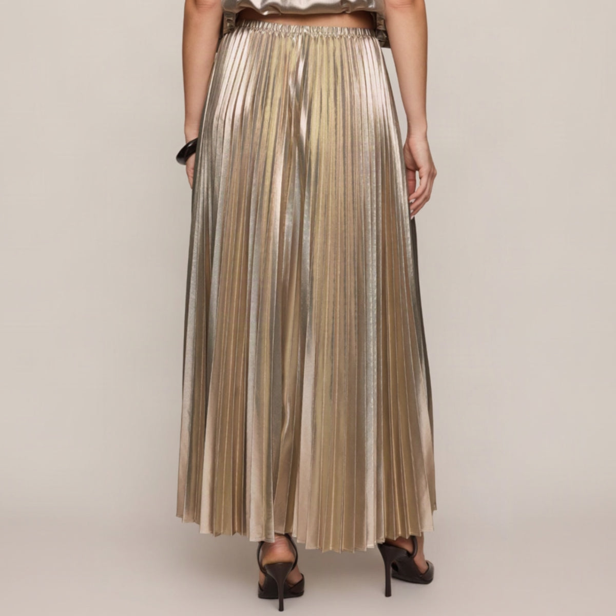 Starlit Soiree Pleated Skirt - Gold