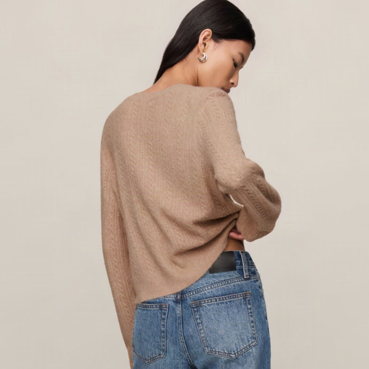 Medina Pointelle Cardigan - Macaroon