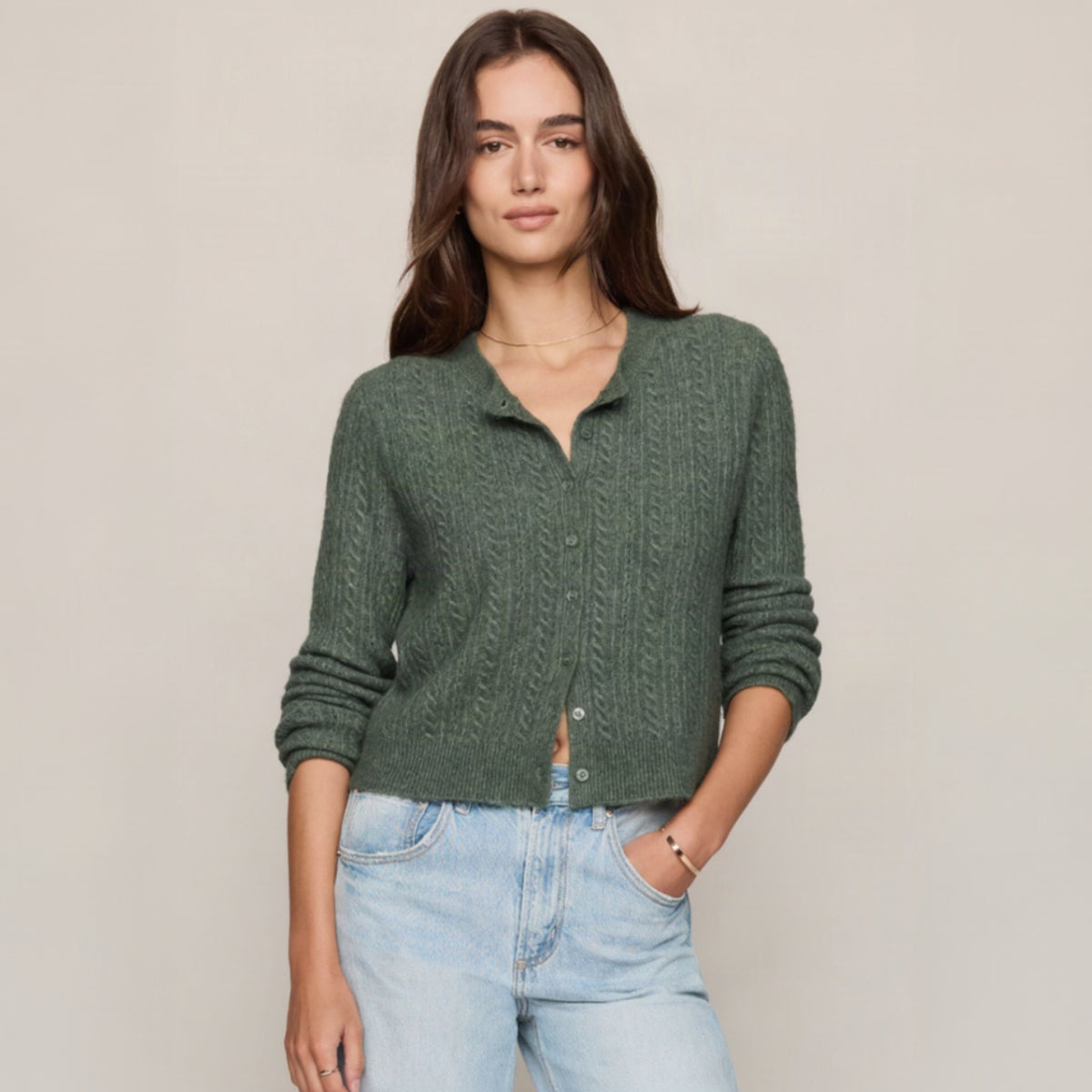 Medina Pointelle Cardigan - Monstera