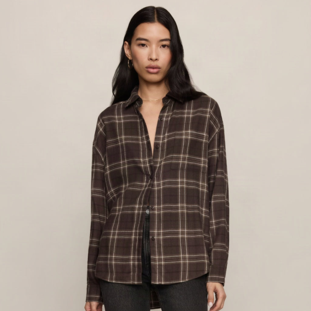 River Plaid Button Up - Dark Roast