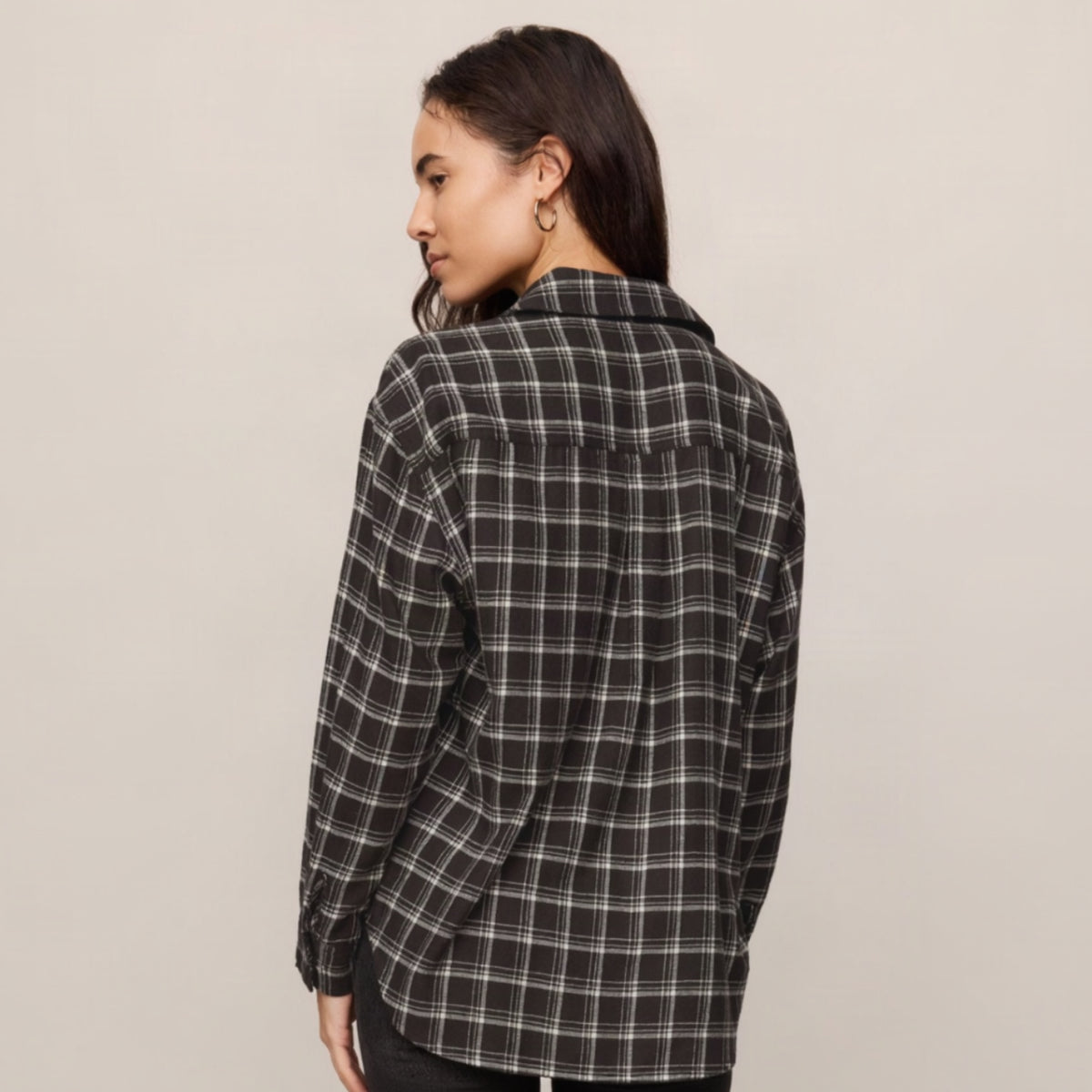 River Plaid Button Up - Ash Black